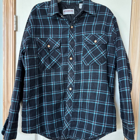 Vintage McGregor Bagpiper quilted-lining Flannel Shirt, size M, blue/black - Picture 1 of 5